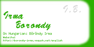 irma borondy business card